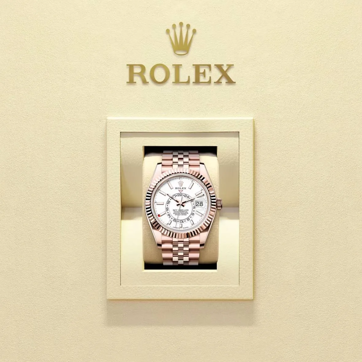 Rolex Sky-Dweller 42mm - Ref: 336935-0007 - Intense White Stick Dial, 18K Rose Gold Jubilee Bracelet Watch