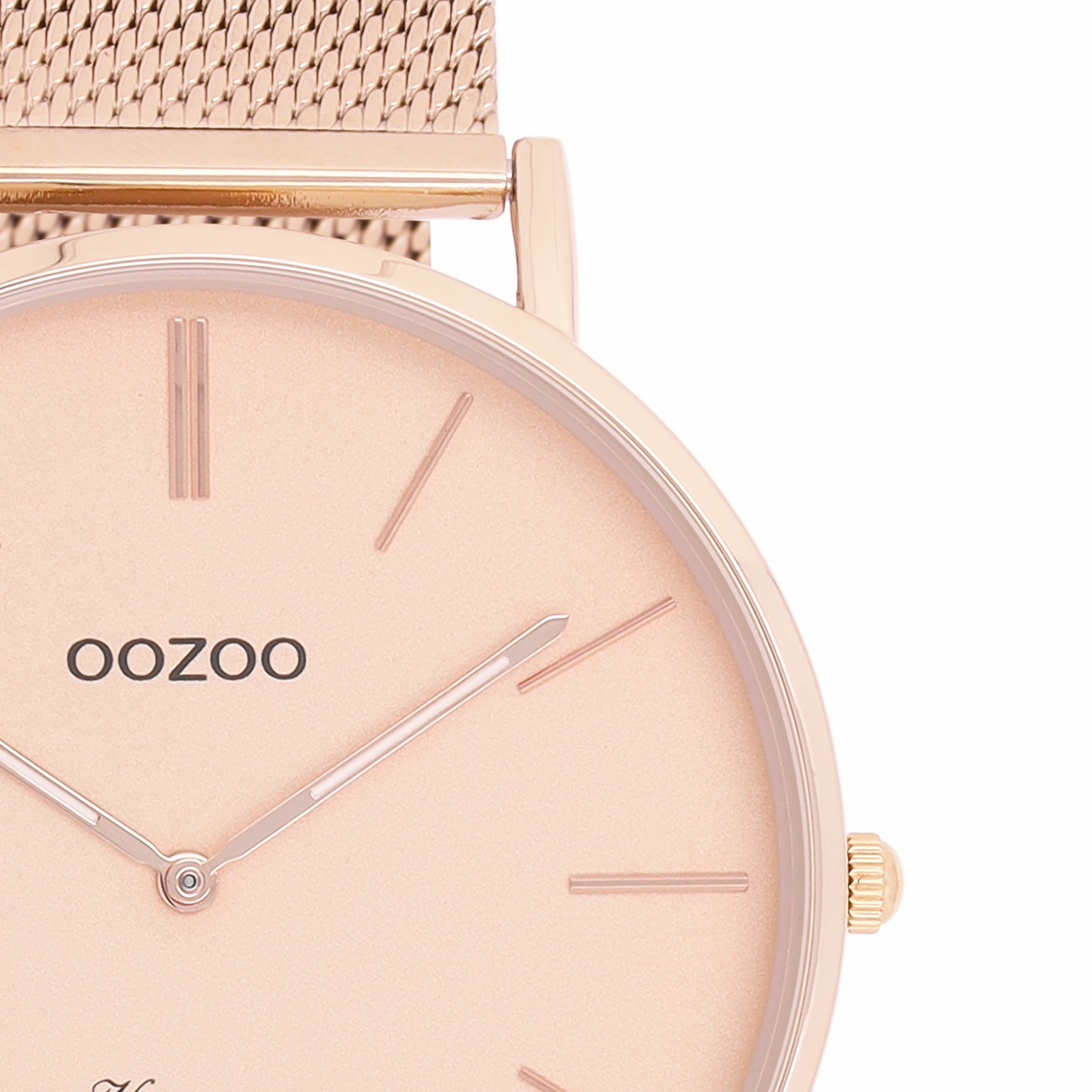 Rose gold coloured OOZOO watch with metal mesh bracelet - C9920