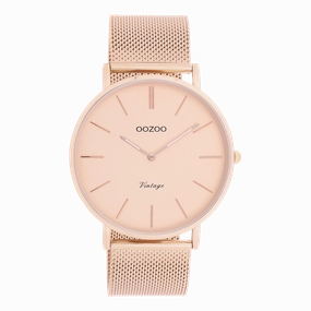 Rose gold coloured OOZOO watch with metal mesh bracelet - C9920