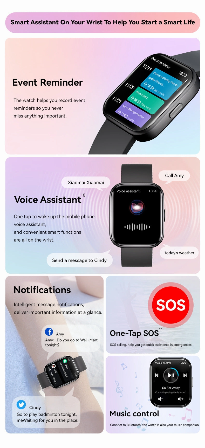 Runmefit GTS6 smart watch blood pressure measuring