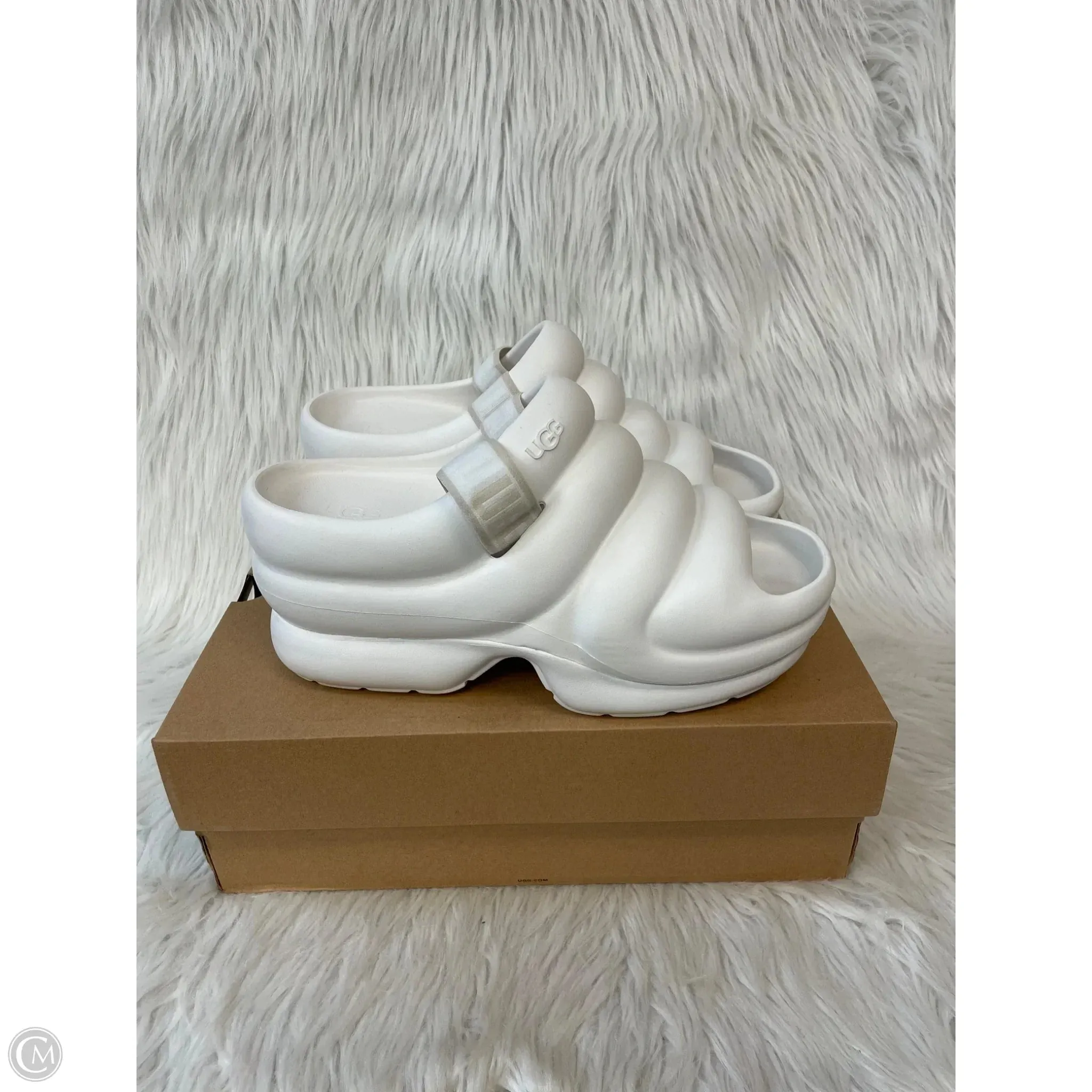 Sandals Designer By Ugg In Cream, Size: 10