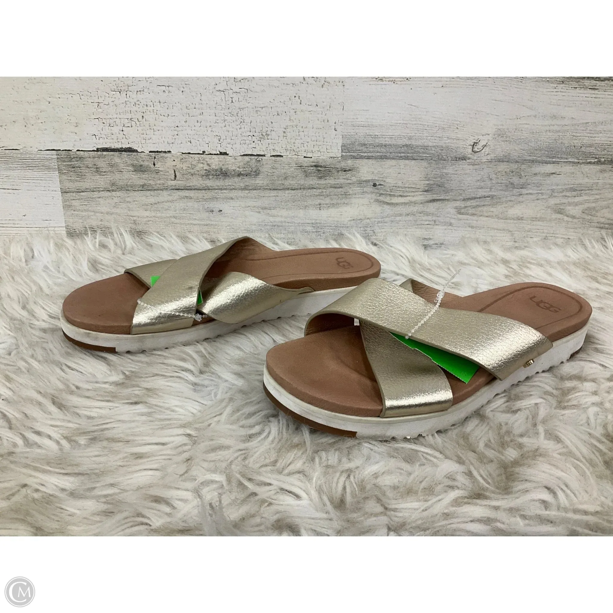 Sandals Designer By Ugg In Gold, Size: 7.5