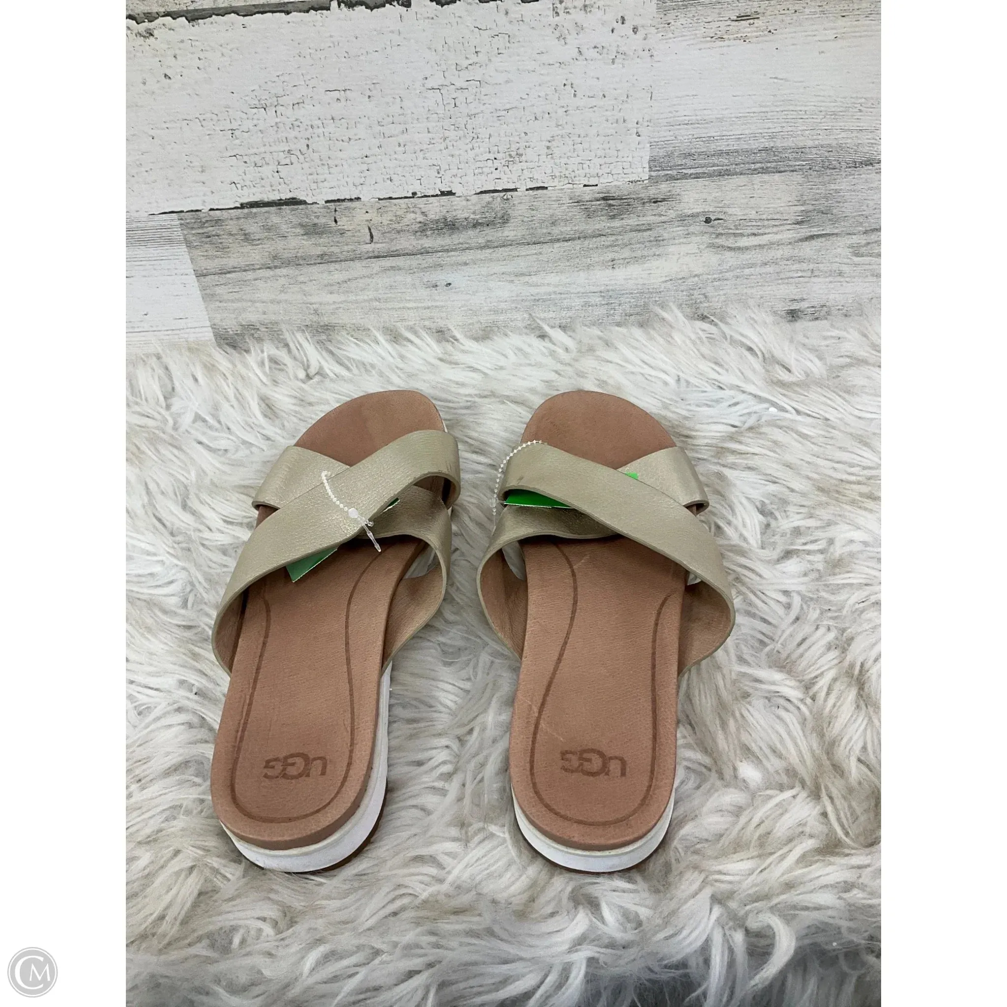 Sandals Designer By Ugg In Gold, Size: 7.5