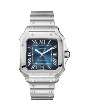 SANTOS DE CARTIER, LARGE, AUTOMATIC, STEEL, INTERCHANGEABLE STEEL AND LEATHER BRACELETS