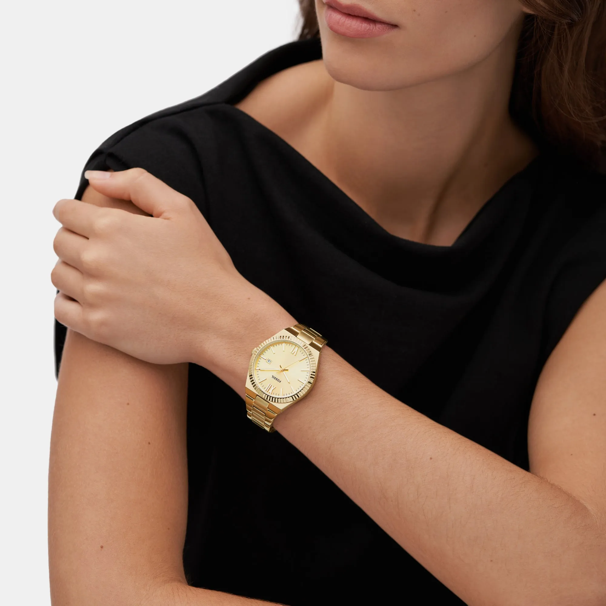 Scarlette Women Quartz Gold Dial Analog Stainless Steel Watch ES5299