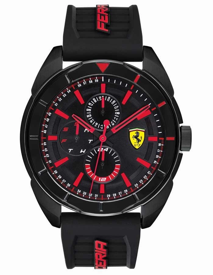 Scuderia Ferrari Forza Mens Watch - Black Metal - Black - Sub-dials - Silicone