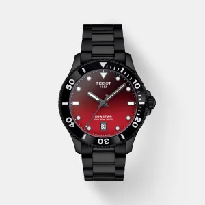 Seastar 1000 Men Quartz Black and Red Dial Analog Stainless steel Watch T1204103342100