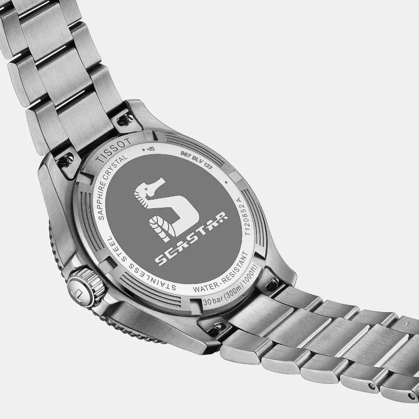 Seastar Men Quartz GMT Black Dial Analog Stainless Steel Watch T1208521105100