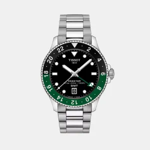 Seastar Men Quartz GMT Black Dial Analog Stainless Steel Watch T1208521105100