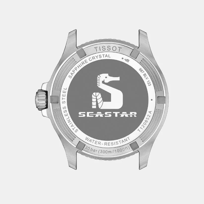 Seastar Men Quartz GMT Black Dial Analog Stainless Steel Watch T1208521105100