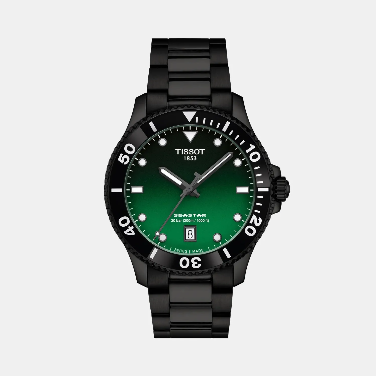 Seastar Unisex Quartz Green Gradient Dial Analog Stainless Steel Watch T1204103309100