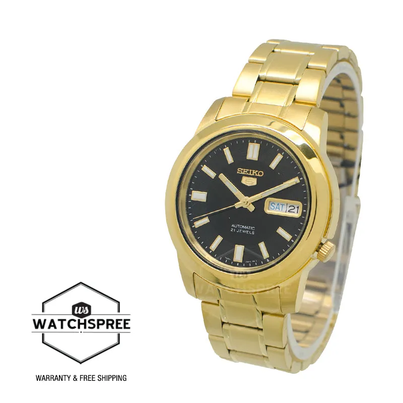 Seiko 5 Automatic Gold-Tone Stainless Steel Band Watch SNKK22K1