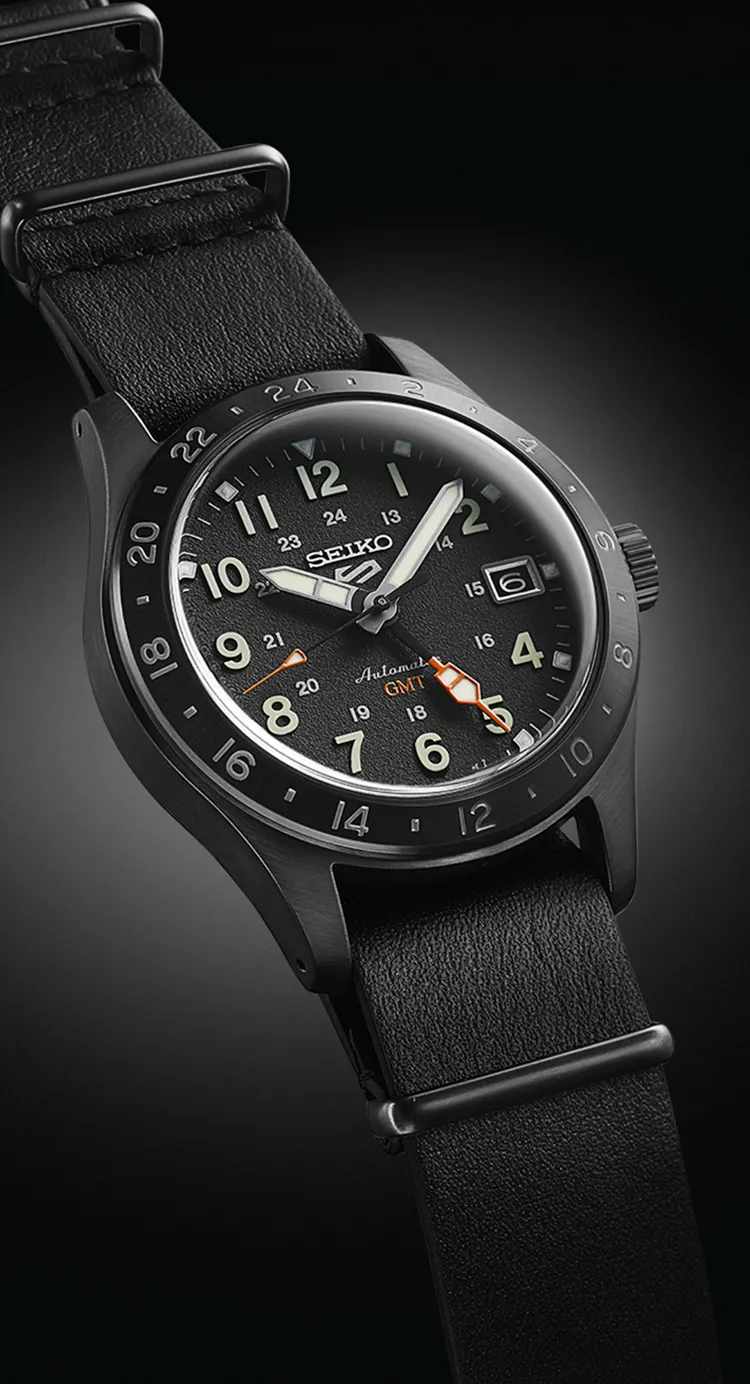 Seiko All Black GMT Field Sports Men's Watch SSK025