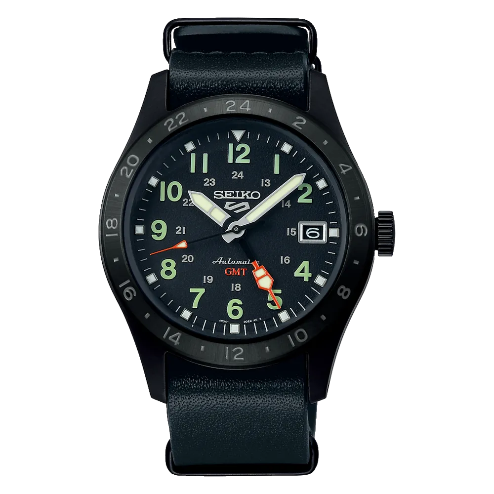 Seiko All Black GMT Field Sports Men's Watch SSK025