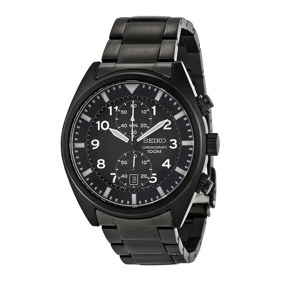Seiko Black Ion Chronograph Snn233 - Mens Watch