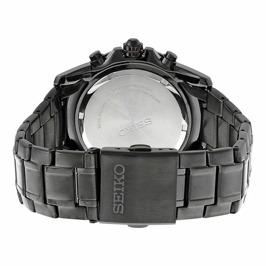 Seiko Chronograph Black Dial Black Ion-Plated Mens Watch