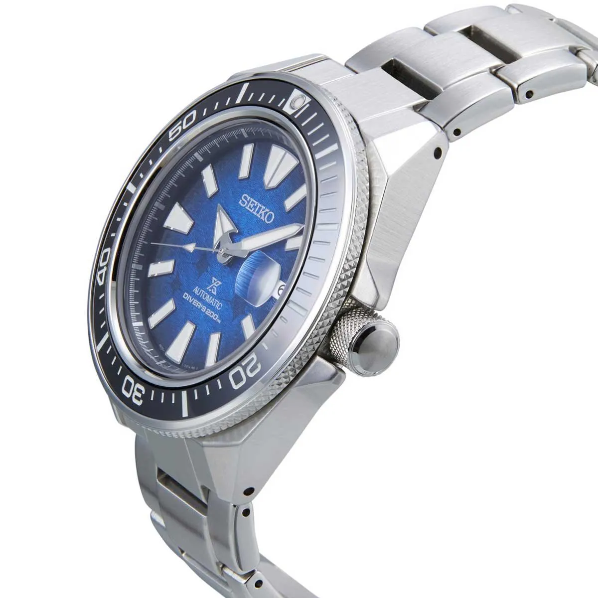Seiko Men's Automatic Watch - Prospex Save the Ocean Blue Dial SS Bracelet | SRPE33K1