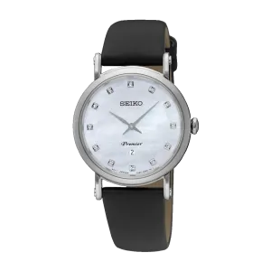 Seiko Premier Silver Date Mother of Pearl Dress Watch SXB433P-2