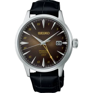 Seiko Presage GMT Brown Leather Watch Inspired by Cocktails SSK039J