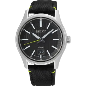 Seiko Quartz Black Nylon Band Sport Men's Watch SUR517P