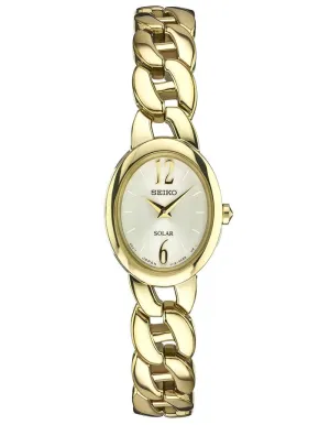 Seiko Solar Ladies Jewelry Watch - Gold-Tone - Champagne Dial