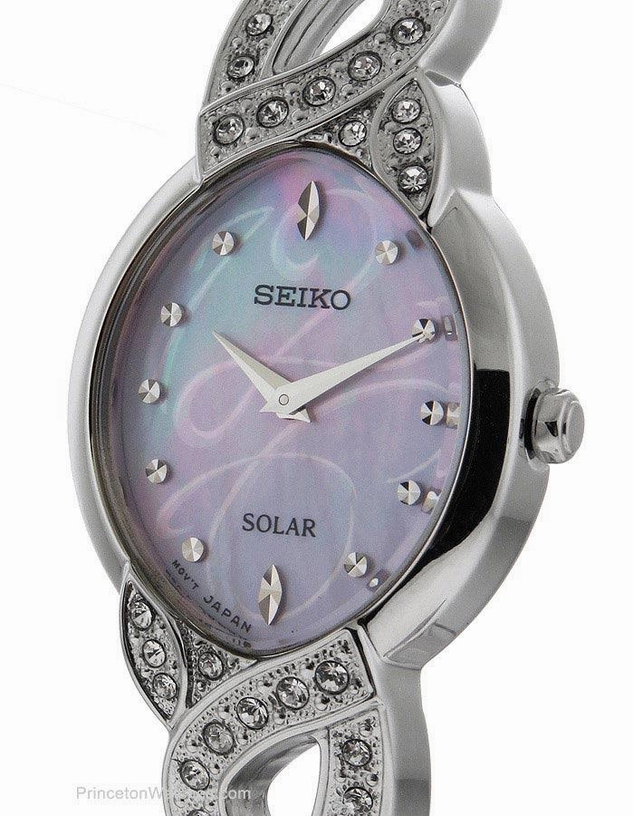 Seiko Ladies Modern Jewelry Crystal Watch - Pink Mother of Pearl - Stainless