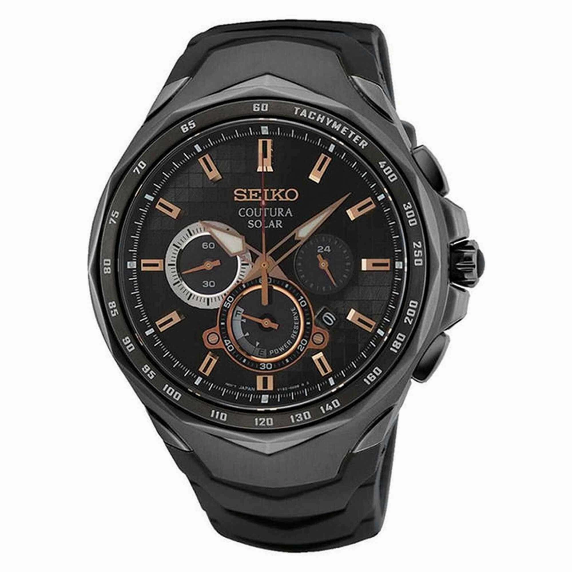 Seiko Men's Chronograph Watch - Coutura Black Case Silicone Strap | SSC811P9