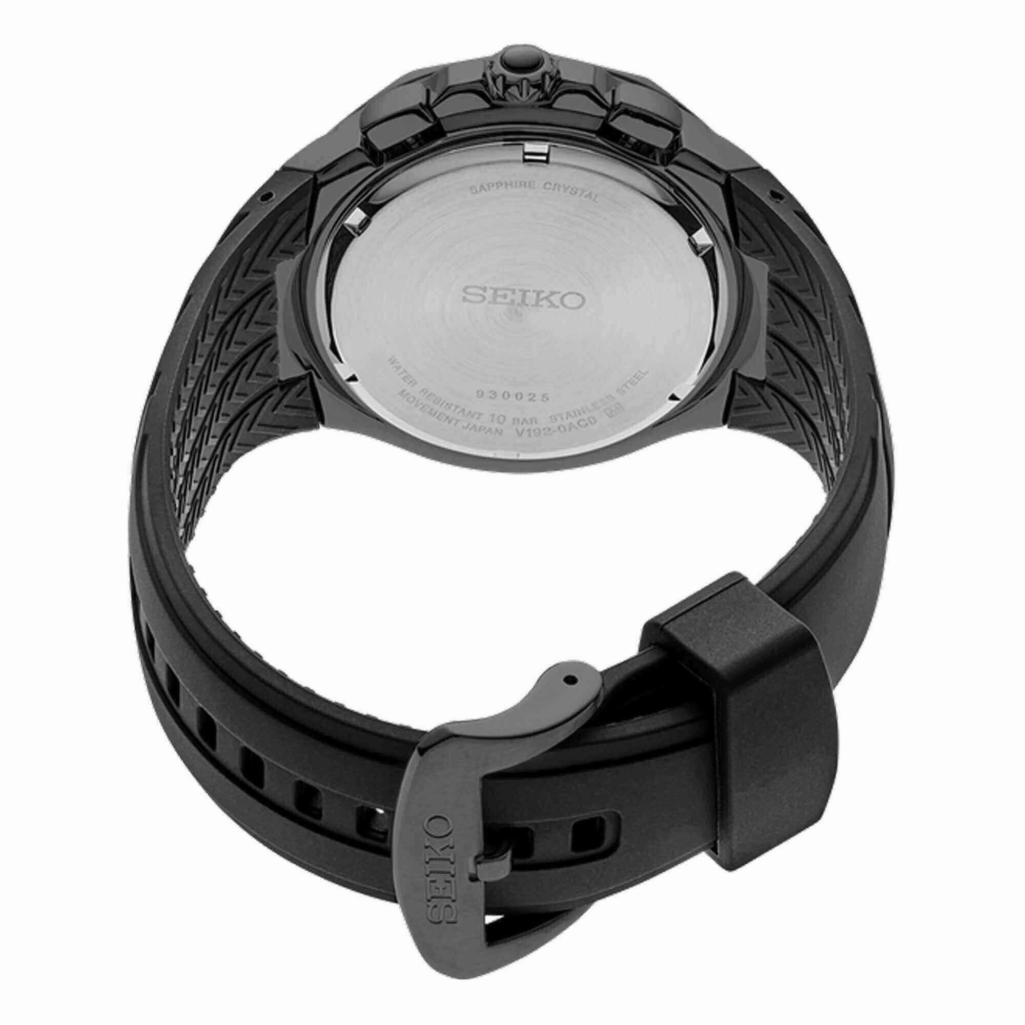 Seiko Men's Chronograph Watch - Coutura Black Case Silicone Strap | SSC811P9