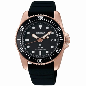 Seiko Men's Watch - Prospex Solar Power Reserve Black Dial Silicone Strap | SNE586P1