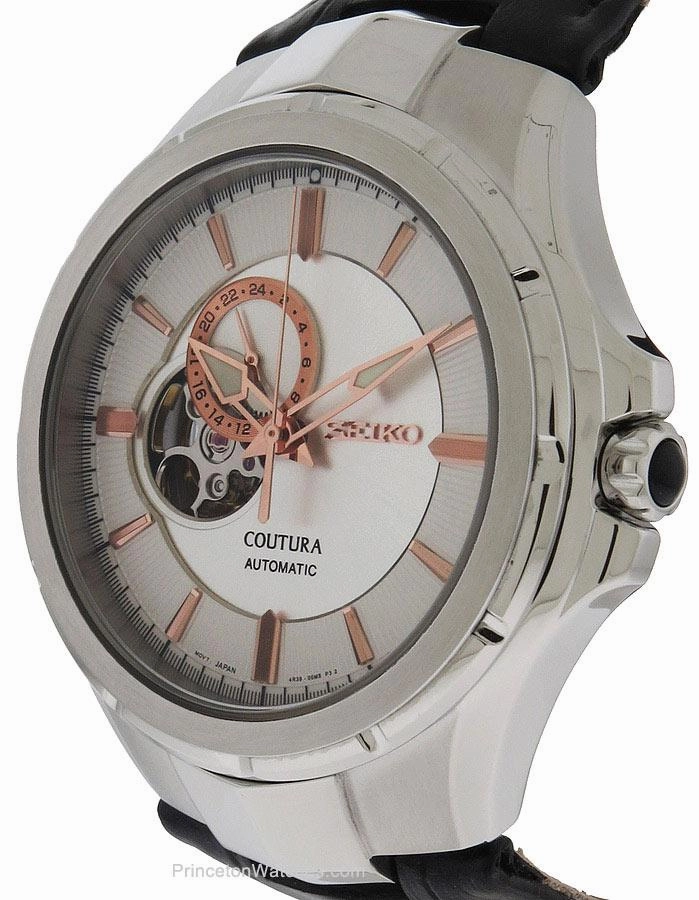 Seiko Mens Coutura Open Heart Automatic - Stainless - Black Leather Strap - 100m