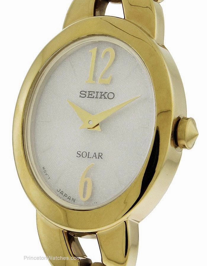 Seiko Solar Ladies Jewelry Watch - Gold-Tone - Champagne Dial