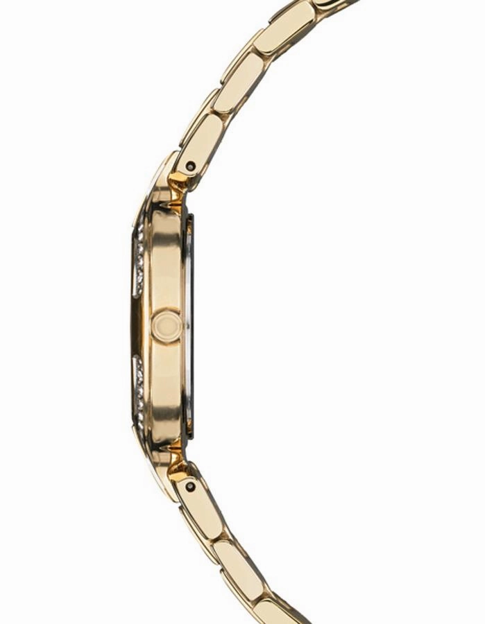 Seiko Solar Ladies Recraft 32 Crystal Dress Watch - Gold-Tone - Champagne Dial