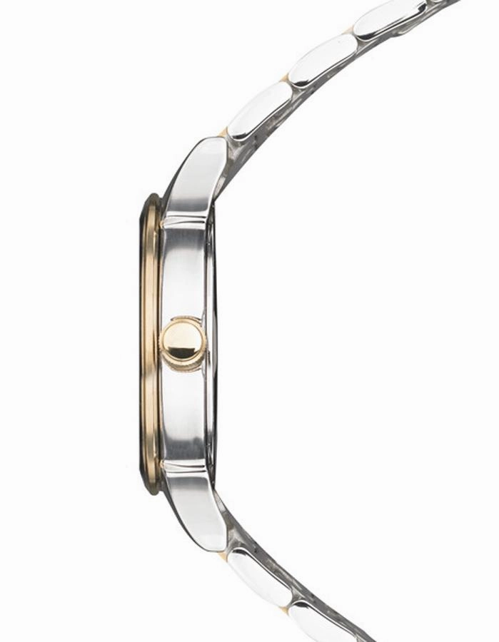 Seiko Solar Ladies Thin Dress Watch - Two-Tone - White Dial - Bracelet