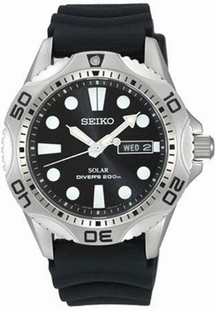 Seiko Solar Quartz Dive Black Sne107P2 - Mens Watch