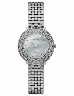 Seiko Womens Diamond Watch - 36 Diamonds - Solar - Stainless Steel - MOP