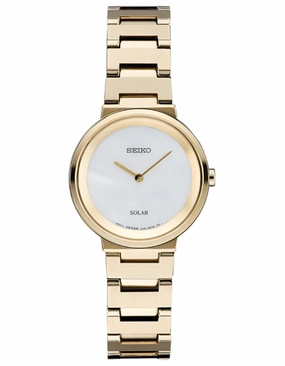 Seiko Womens Essential Watch- Gold-Tone - White Mother of Pearl Dial - Bracelet
