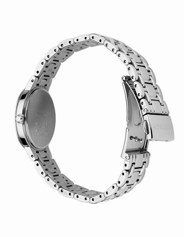 Seiko Womens Solar Crystal Dress Watch - Mother of Pearl - Stainless Steel
