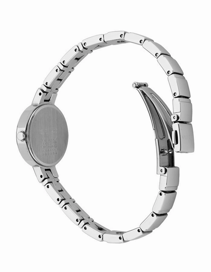 Seiko Womens Solar Diamond Watch - Black Dial - Stainless Steel