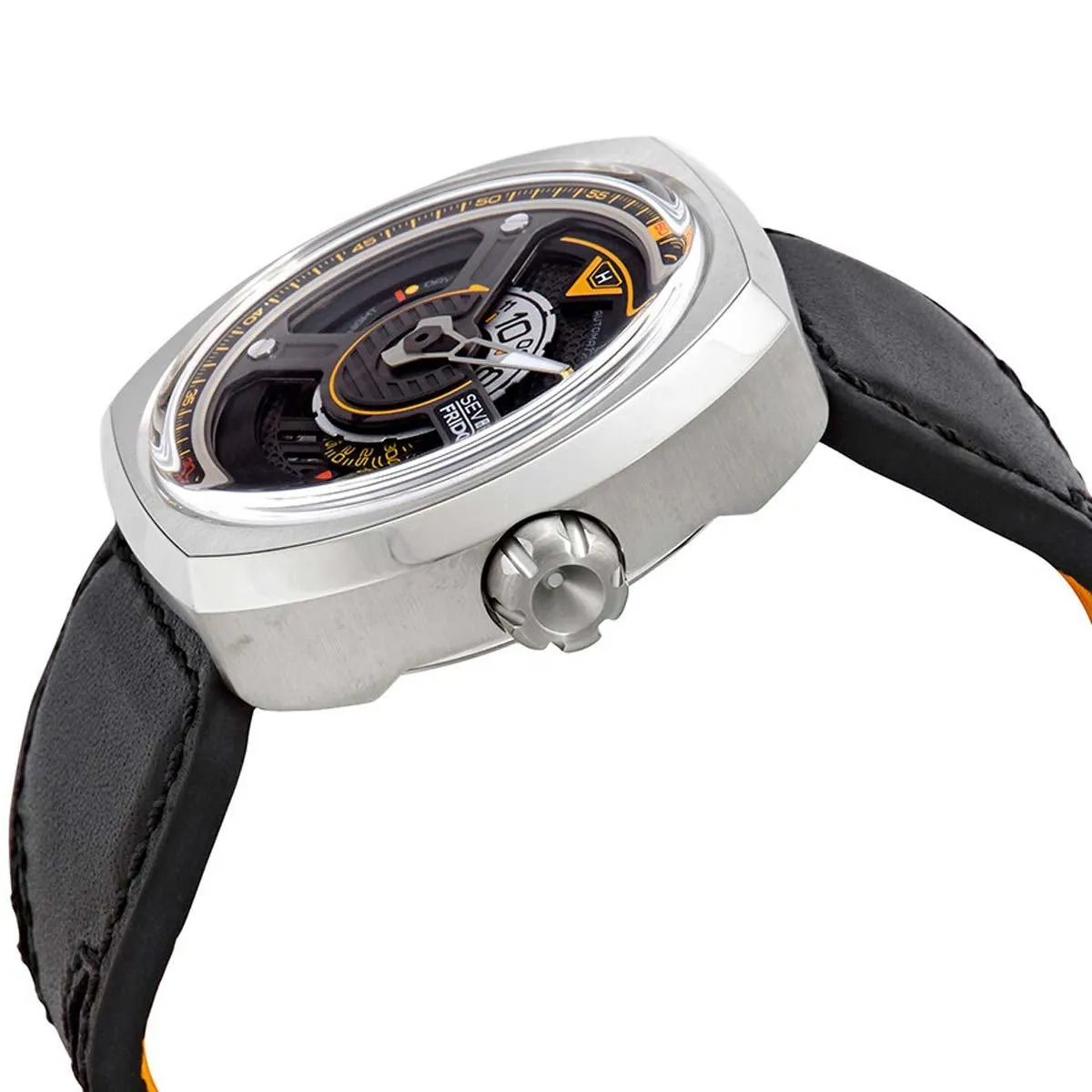 SevenFriday Men's Watch - Blade Power Reserve Black Genuine Leather Strap | W1-01