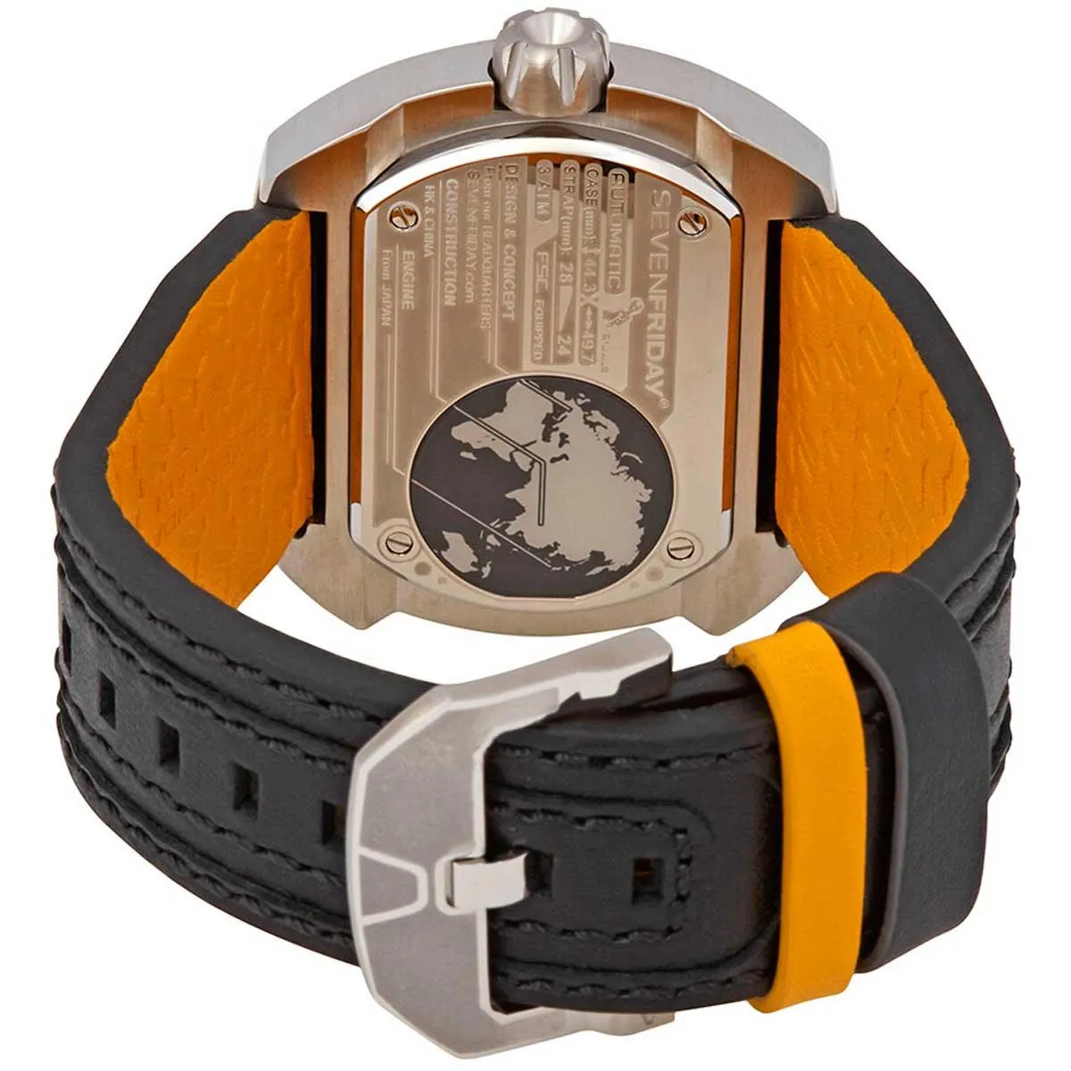 SevenFriday Men's Watch - Blade Power Reserve Black Genuine Leather Strap | W1-01