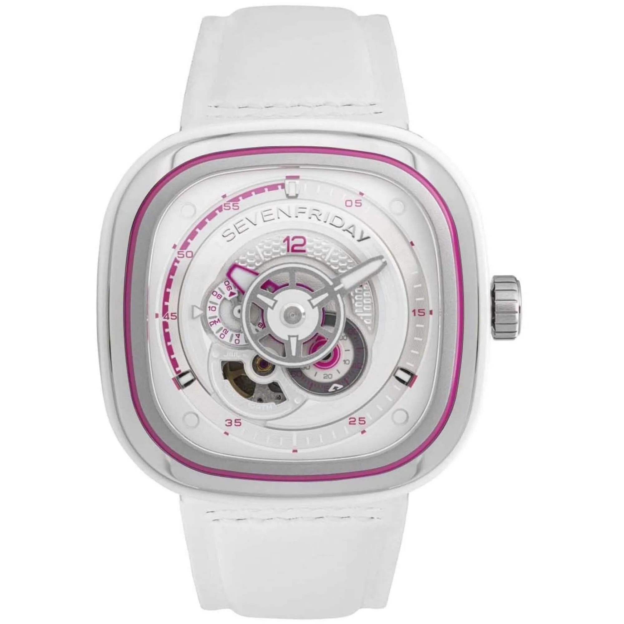 SevenFriday Men's Watch - P-Series Beach Club White and Pink Dial Strap | P3C-12
