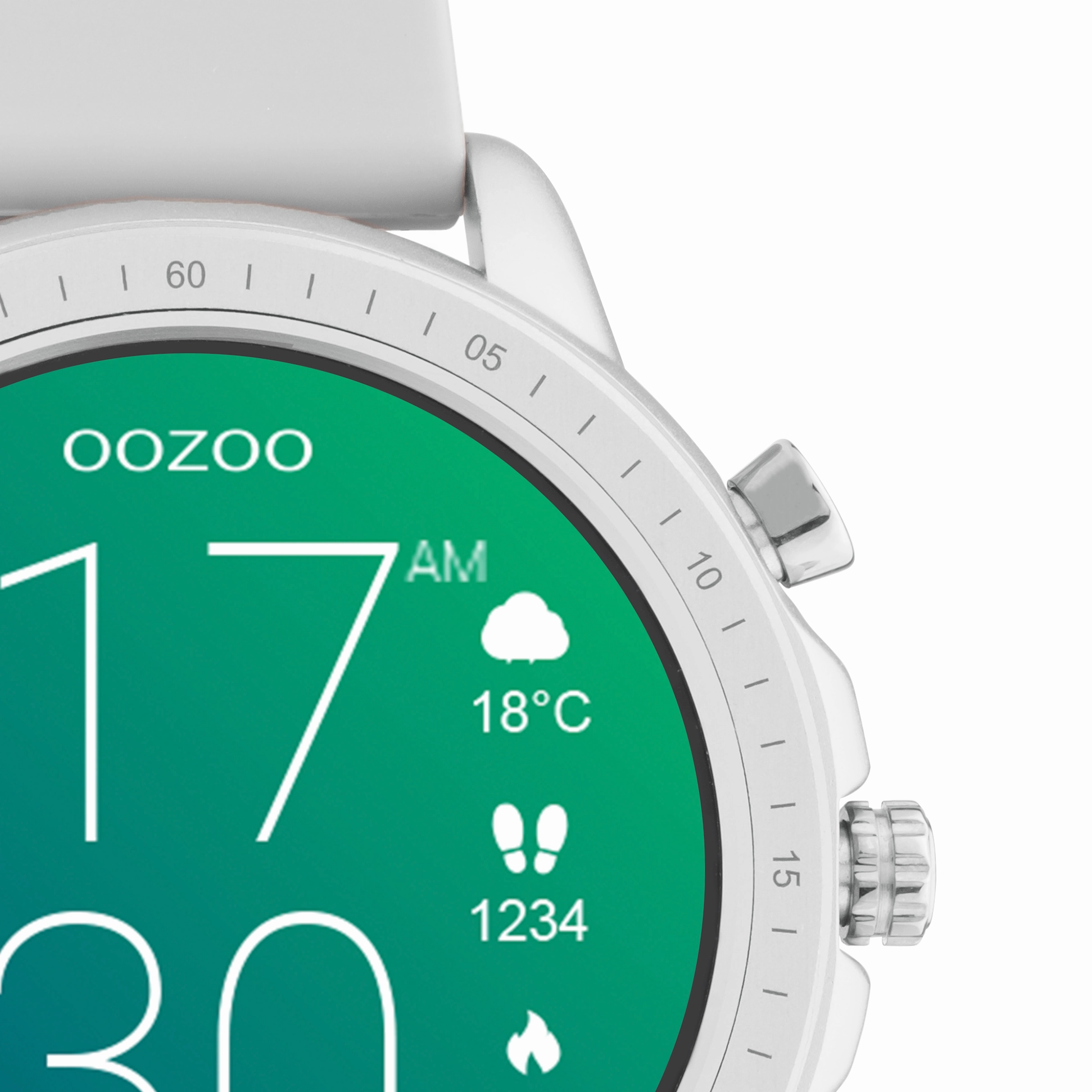 Silver coloured OOZOO smartwatch with stone grey rubber strap - Q00311