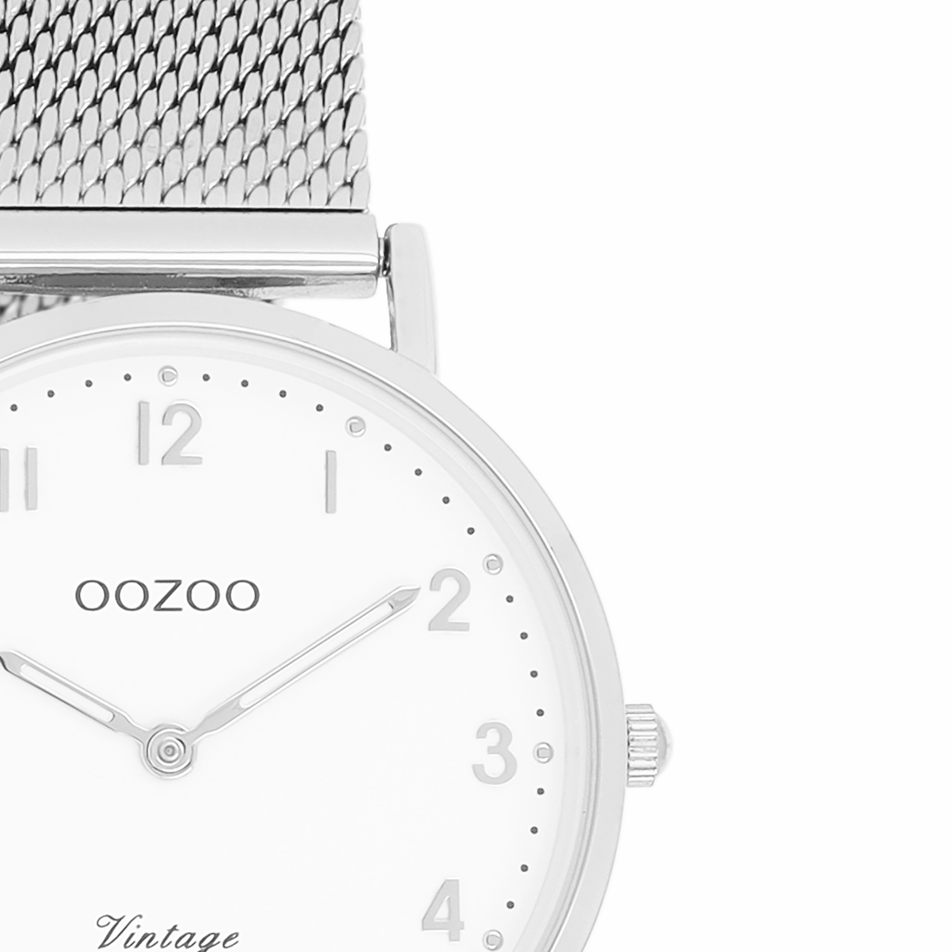 Silver coloured OOZOO watch with metal mesh bracelet - C20345