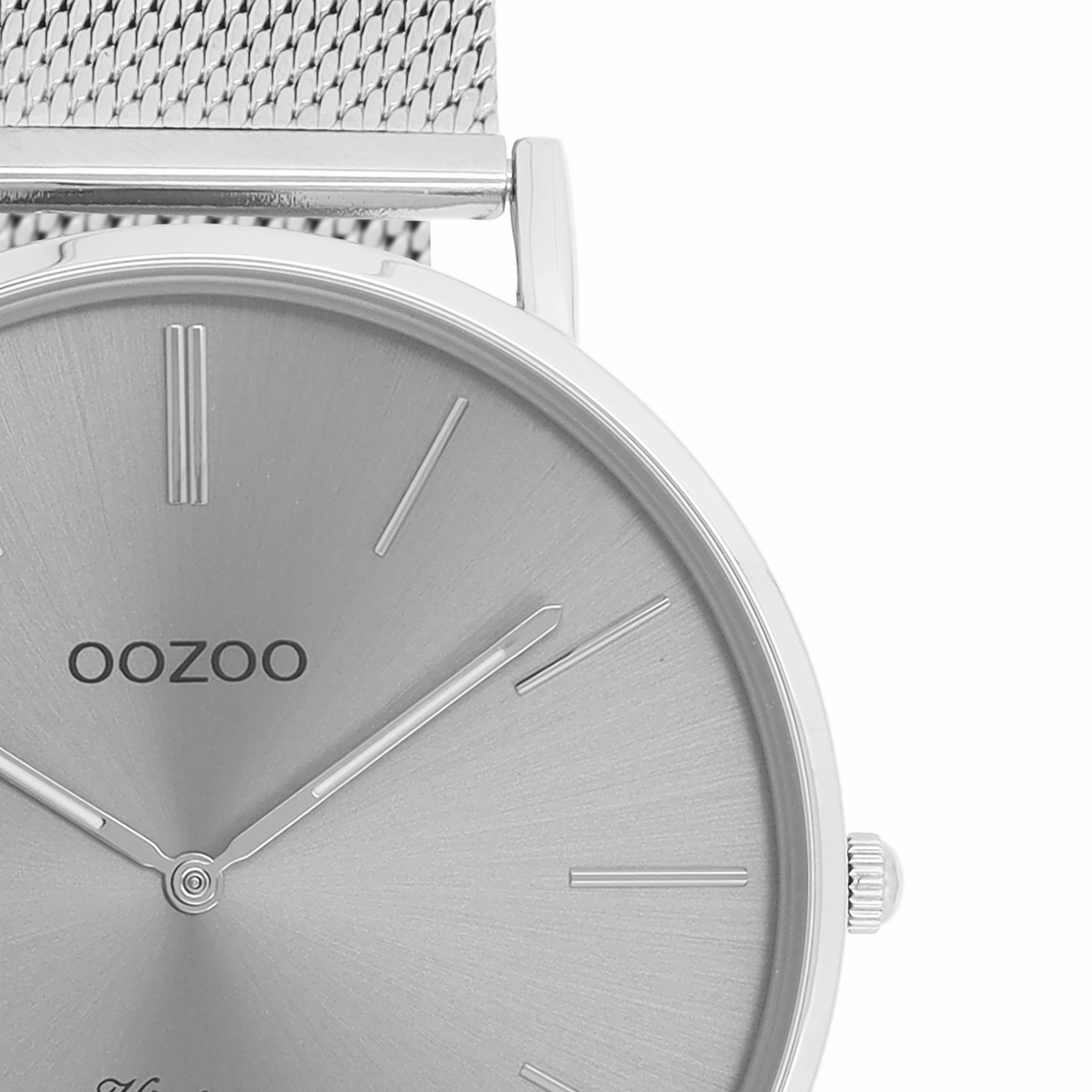 Silver coloured OOZOO watch with metal mesh bracelet - C9936