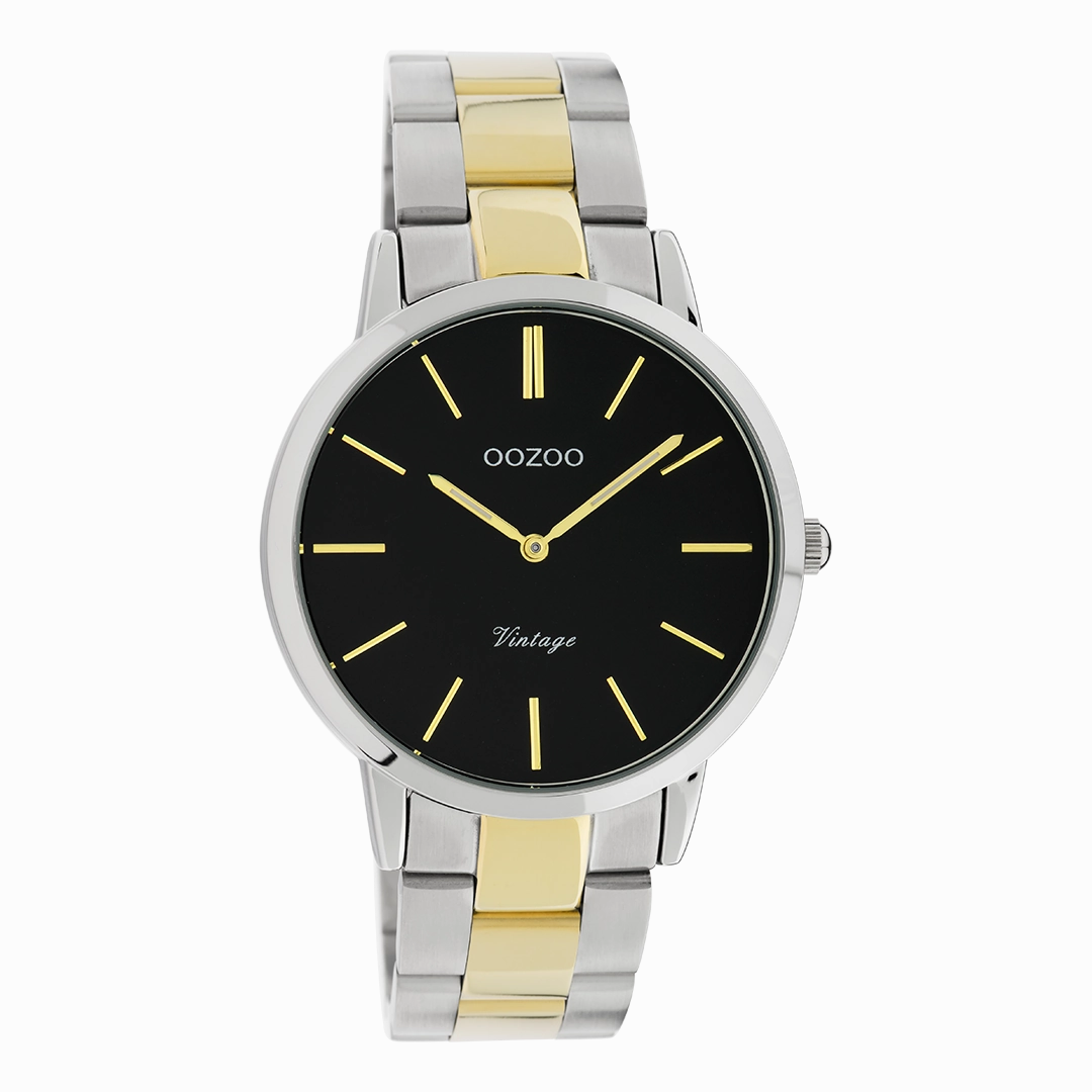 Silver coloured OOZOO watch with silver/gold coloured stainless steel bracelet - C20104
