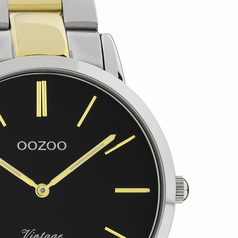 Silver coloured OOZOO watch with silver/gold coloured stainless steel bracelet - C20104