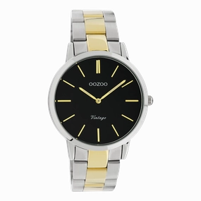 Silver coloured OOZOO watch with silver/gold coloured stainless steel bracelet - C20104