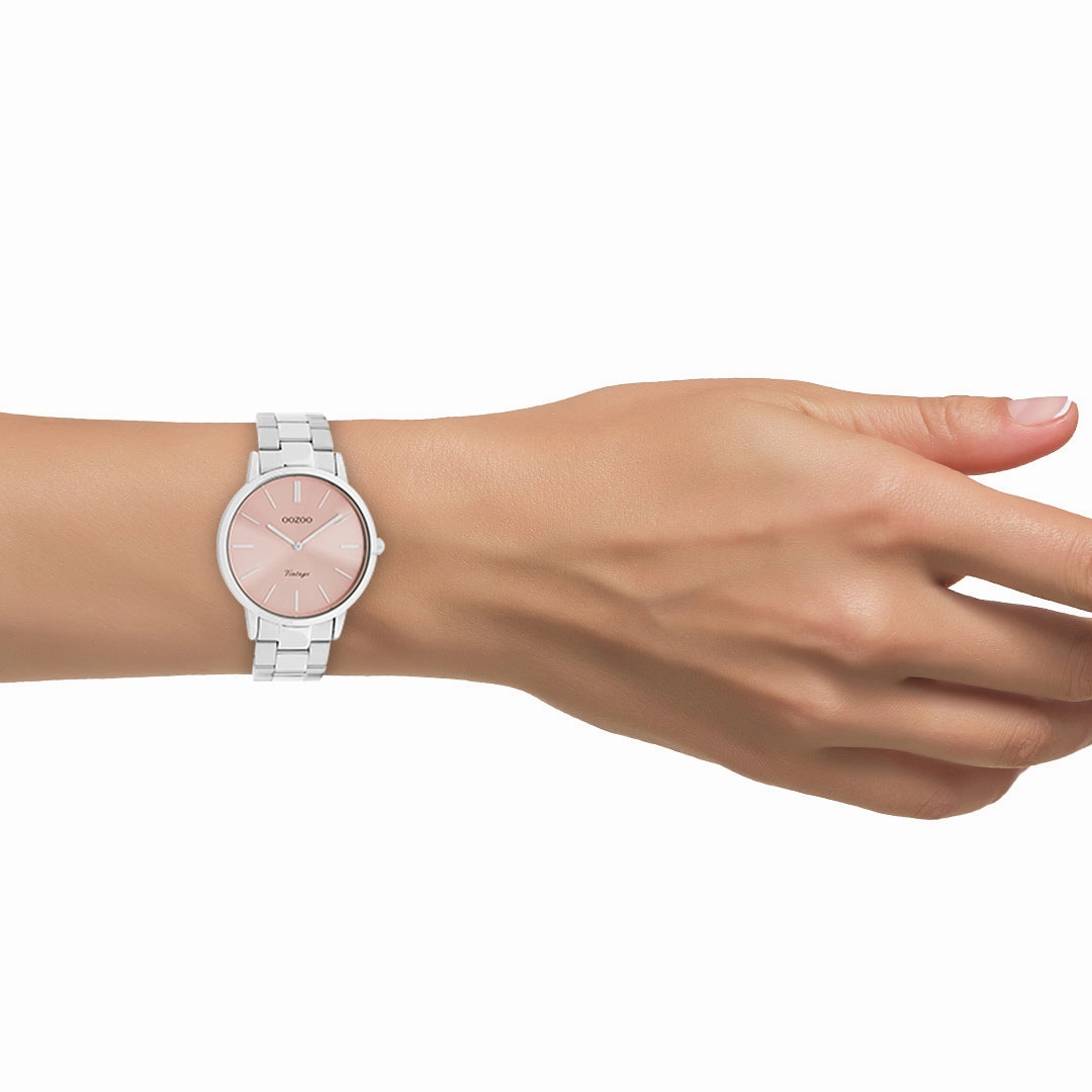 Silver coloured OOZOO watch with stainless steel bracelet - C20028