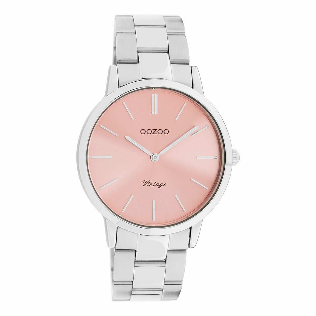 Silver coloured OOZOO watch with stainless steel bracelet - C20028