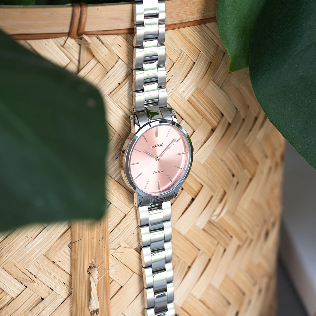Silver coloured OOZOO watch with stainless steel bracelet - C20028